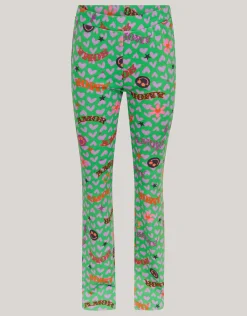 Shoeby Printed Rib Flared Legging Groen< Broeken