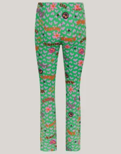 Shoeby Printed Rib Flared Legging Groen< Broeken