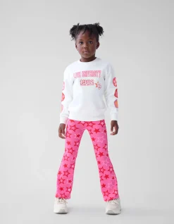 Shoeby Printed Rib Flared Legging Roze< Broeken