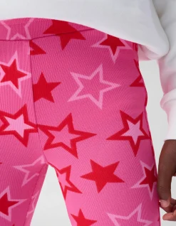 Shoeby Printed Rib Flared Legging Roze< Broeken