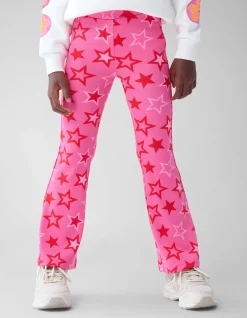 Shoeby Printed Rib Flared Legging Roze< Broeken