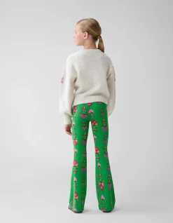 Shoeby Printed Rib Flared Legging Groen By Lizzy< Broeken