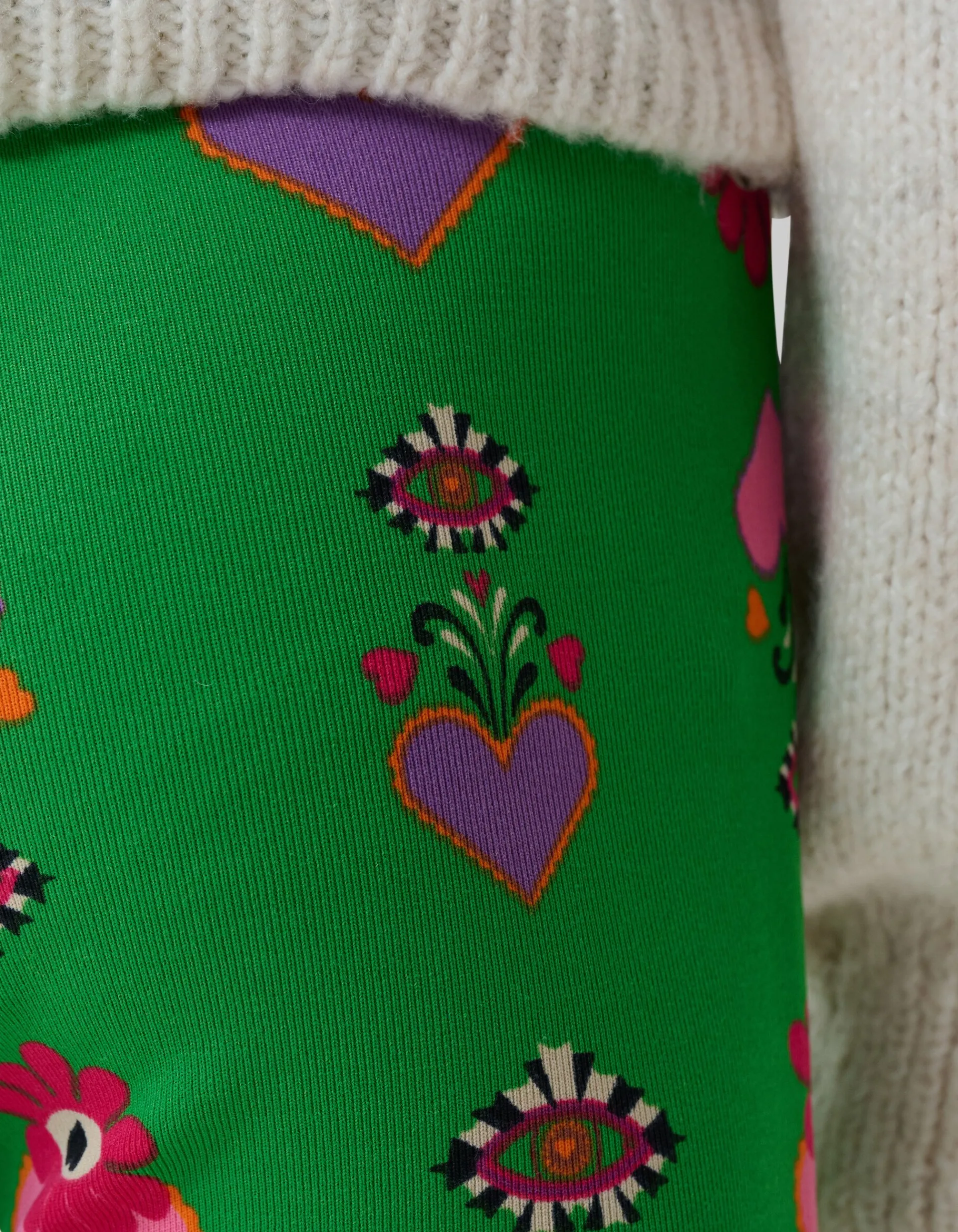 Shoeby Printed Rib Flared Legging Groen By Lizzy< Broeken