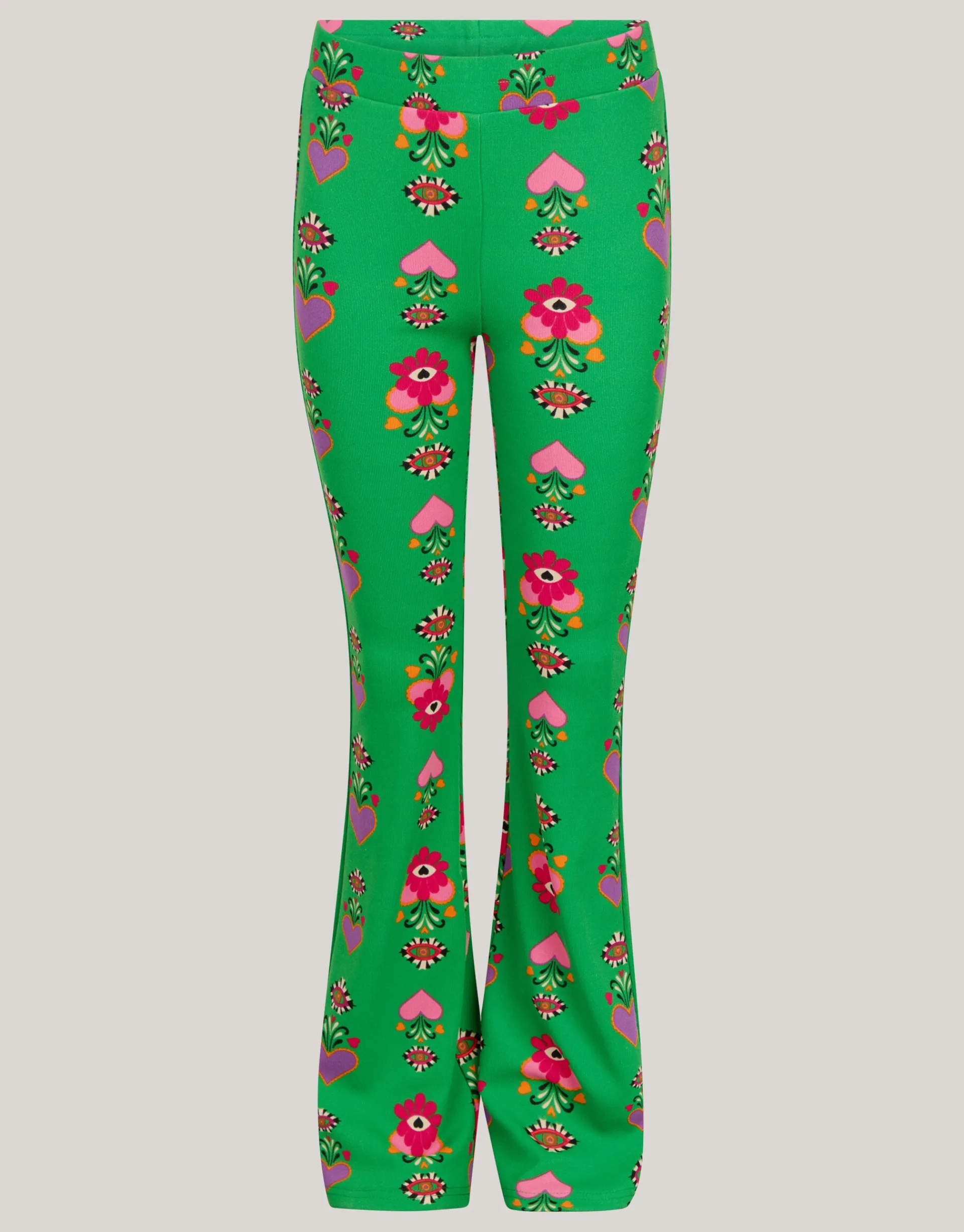Shoeby Printed Rib Flared Legging Groen By Lizzy< Broeken