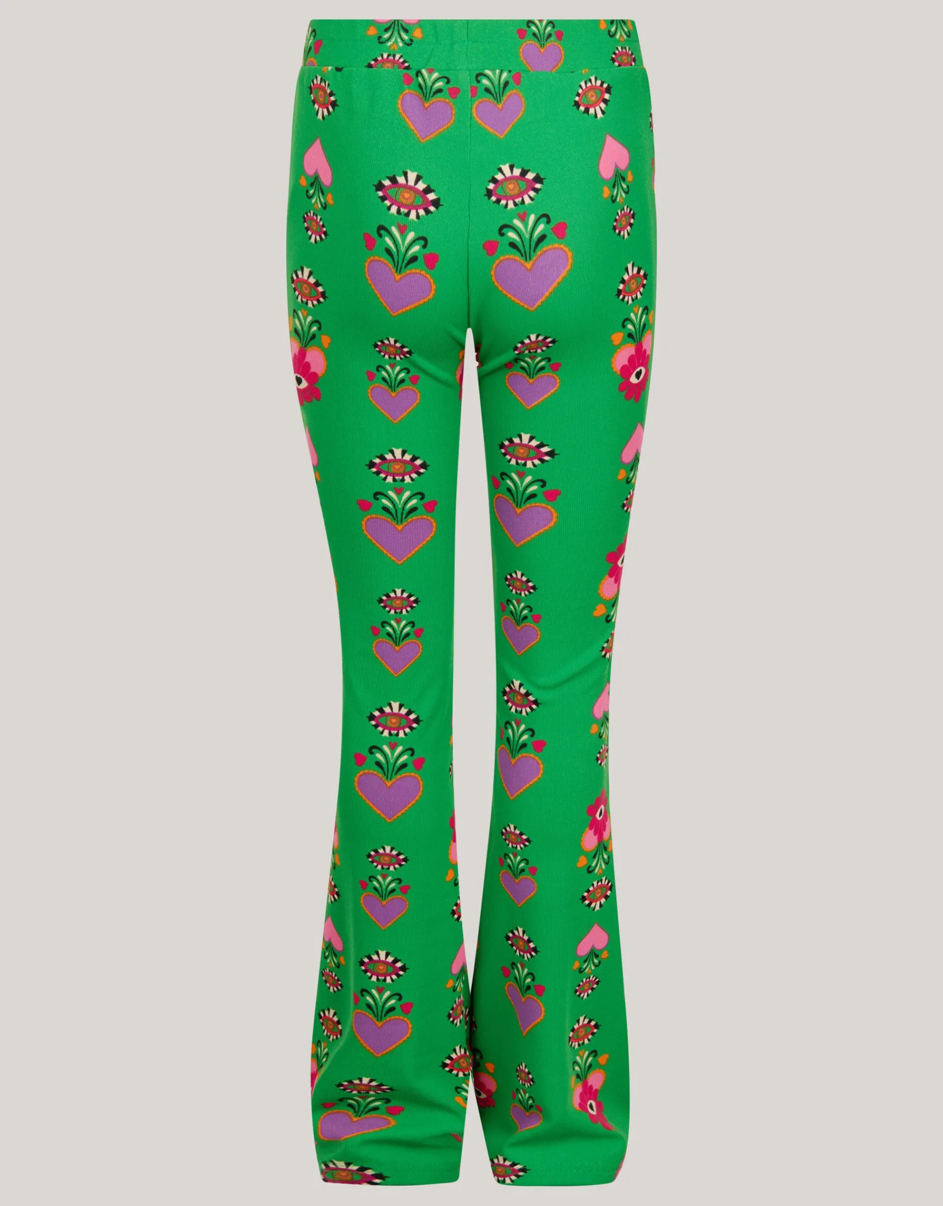 Shoeby Printed Rib Flared Legging Groen By Lizzy< Broeken