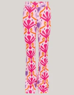 Shoeby Printed Rib Flared Legging Roze< Broeken