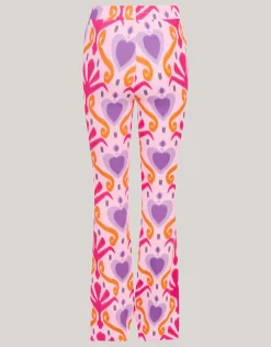 Shoeby Printed Rib Flared Legging Roze< Broeken