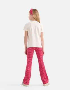 Shoeby Printed Rib Flared Roze< Broeken