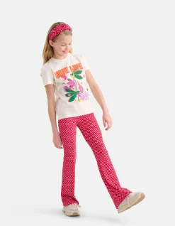 Shoeby Printed Rib Flared Roze< Broeken