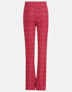 Shoeby Printed Rib Flared Roze< Broeken