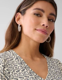Shoeby Printed Rib Jersey Top Gebroken Wit<DAMES Tops