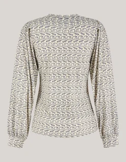 Shoeby Printed Rib Jersey Top Gebroken Wit<DAMES Tops