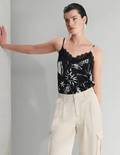 Shoeby Printed Singlet Zwart<DAMES Tops