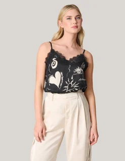 Shoeby Printed Singlet Zwart<DAMES Tops