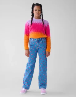 Shoeby Printed Straight Fit Jeans Blauw< Jeans