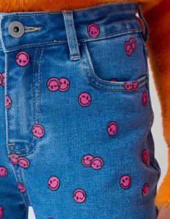 Shoeby Printed Straight Fit Jeans Blauw< Jeans