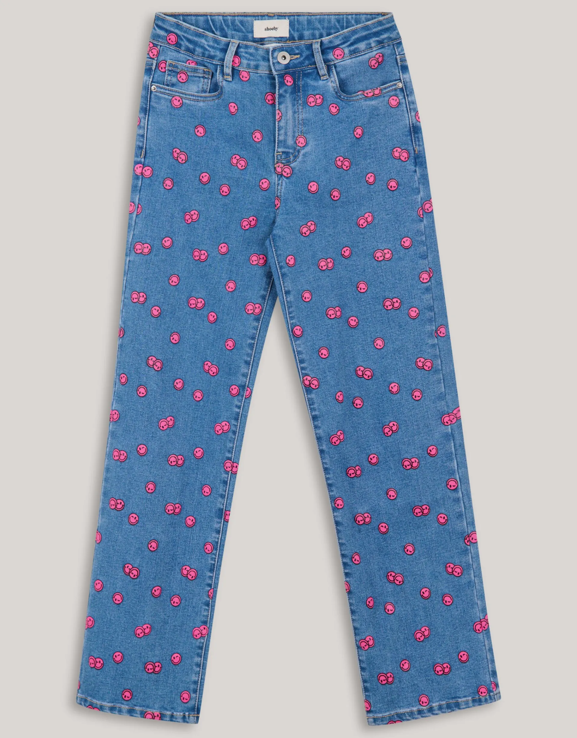 Shoeby Printed Straight Fit Jeans Blauw< Jeans