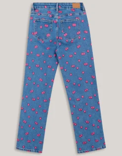Shoeby Printed Straight Fit Jeans Blauw< Jeans
