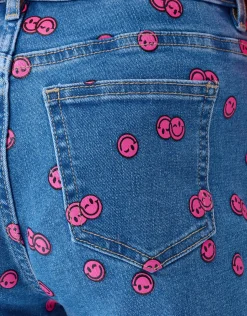 Shoeby Printed Straight Fit Jeans Blauw< Jeans