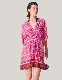 Shoeby Printed Strand Kaftan Roze<DAMES Jurken