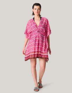 Shoeby Printed Strand Kaftan Roze<DAMES Jurken