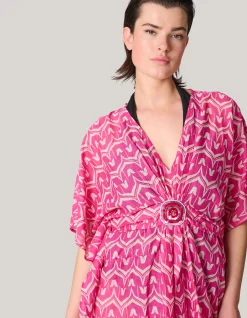 Shoeby Printed Strand Kaftan Roze<DAMES Jurken