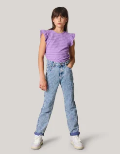 Shoeby Printed Tapered Fit Jeans Blauw< Jeans