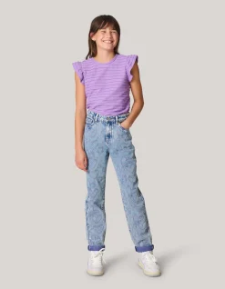 Shoeby Printed Tapered Fit Jeans Blauw< Jeans