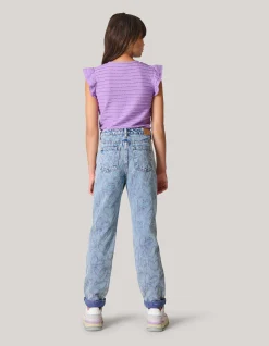 Shoeby Printed Tapered Fit Jeans Blauw< Jeans