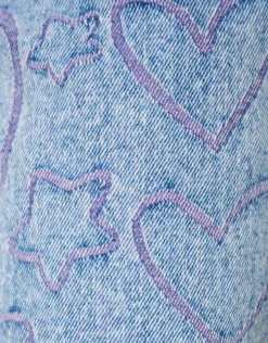 Shoeby Printed Tapered Fit Jeans Blauw< Jeans