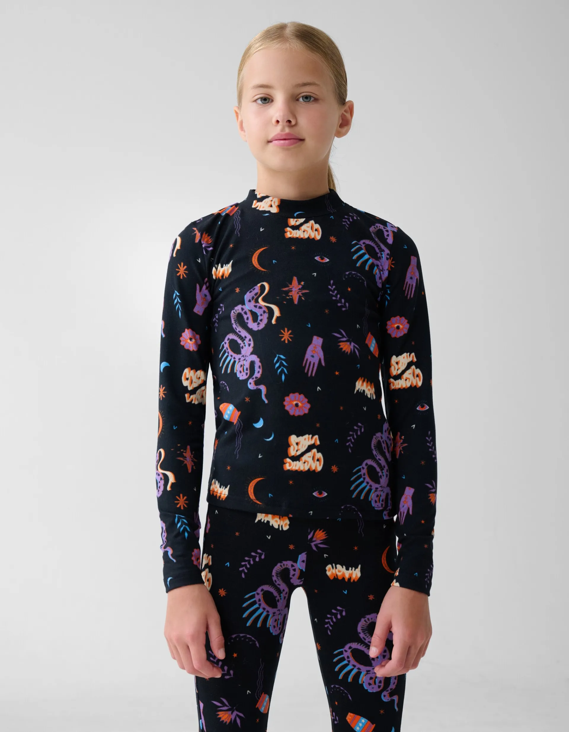 Shoeby Printed Top Zwart< Tops Lange Mouw