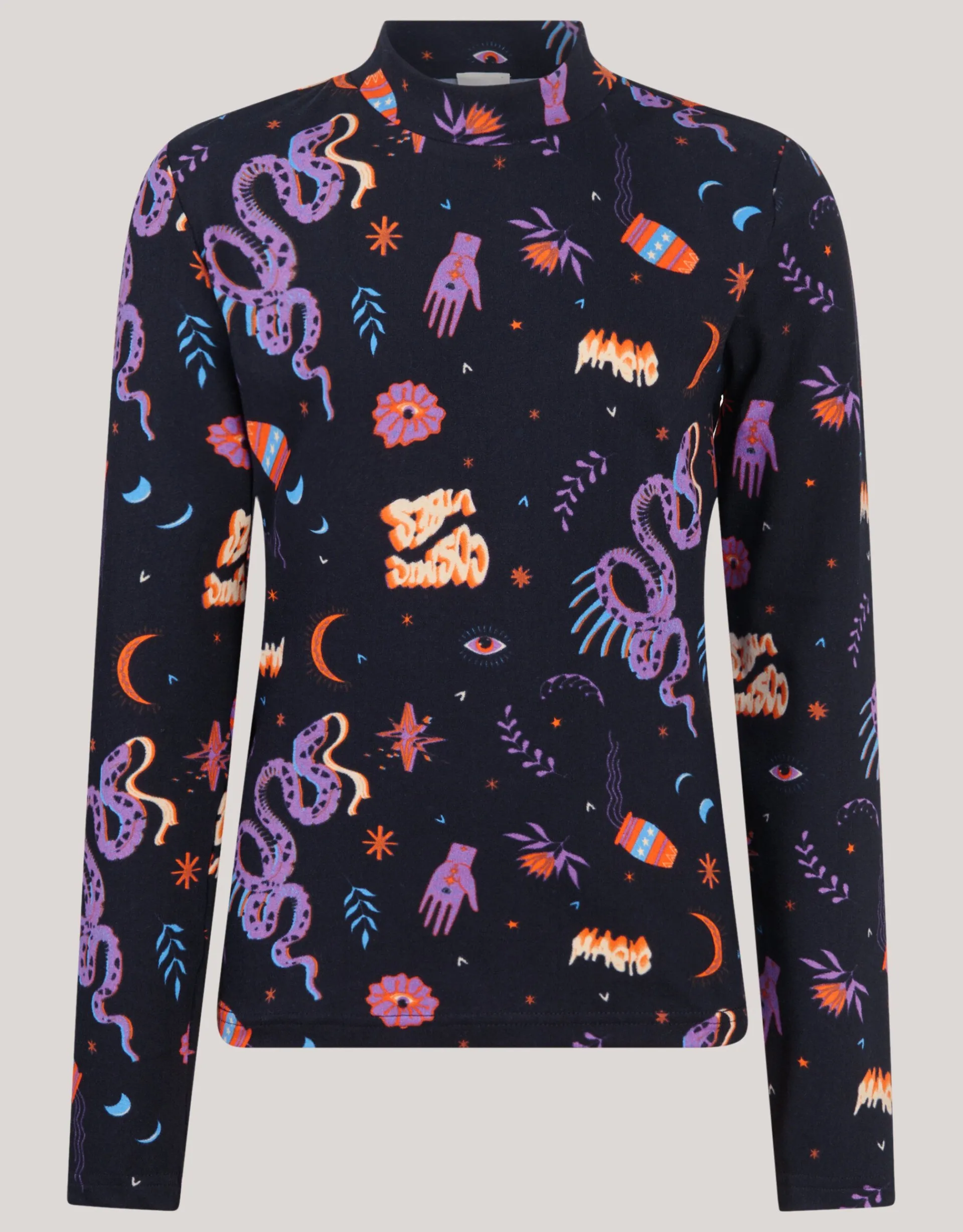 Shoeby Printed Top Zwart< Tops Lange Mouw