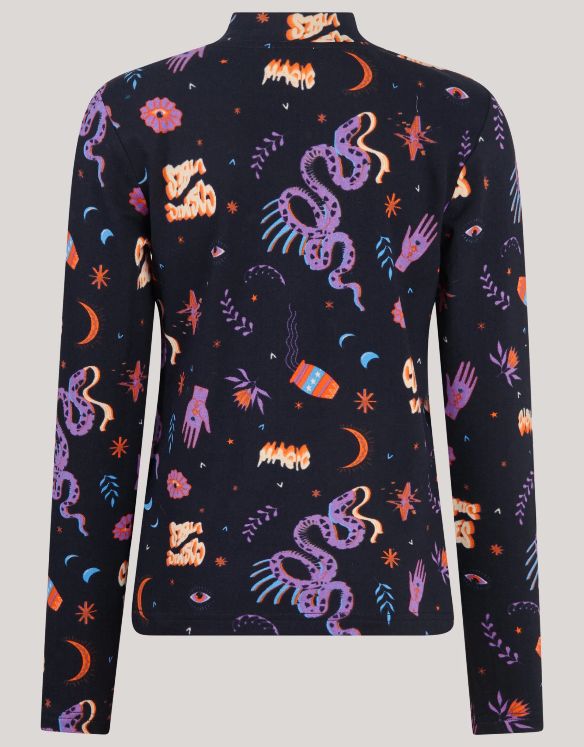 Shoeby Printed Top Zwart< Tops Lange Mouw