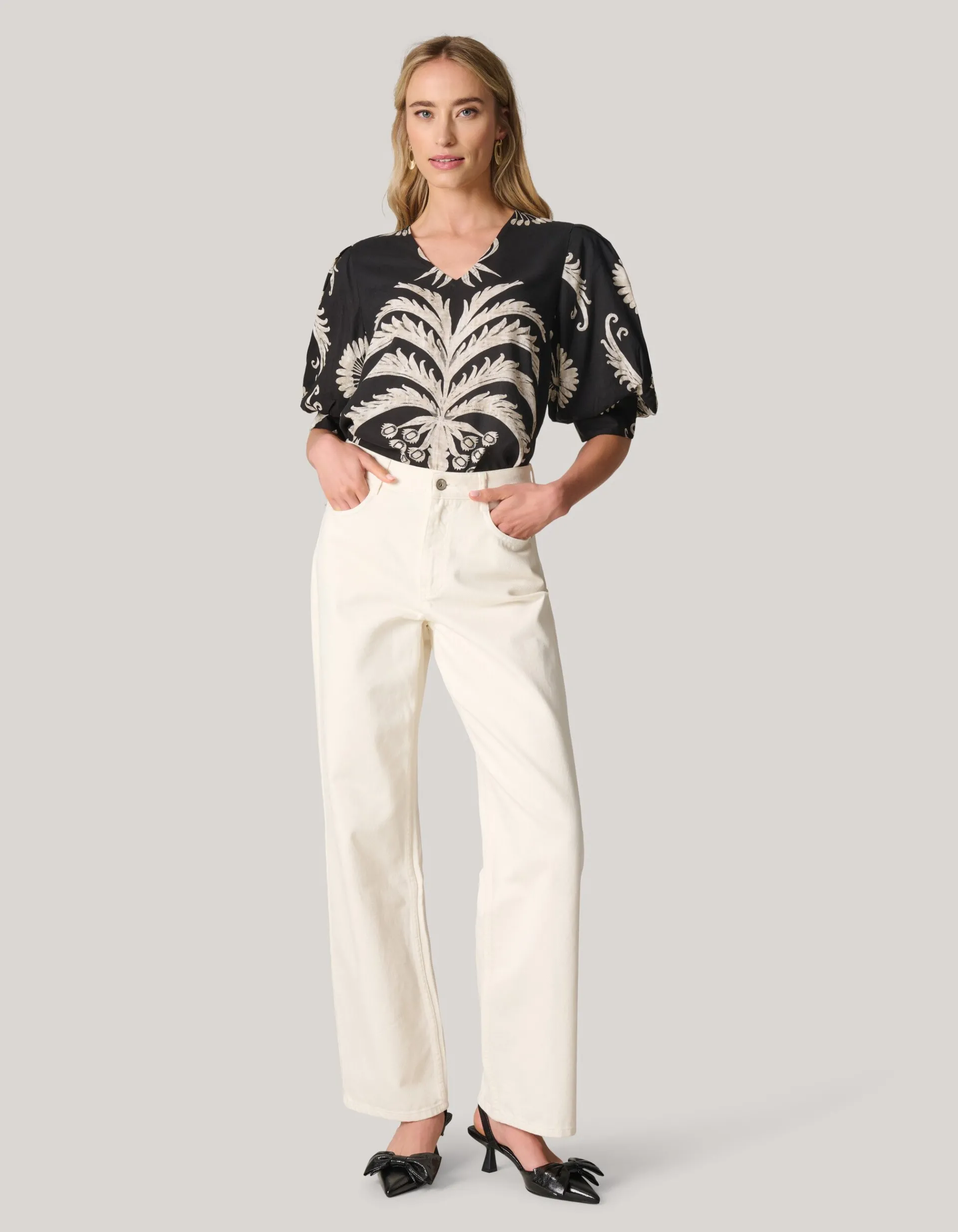 Shoeby Printed Top Zwart<DAMES Tops