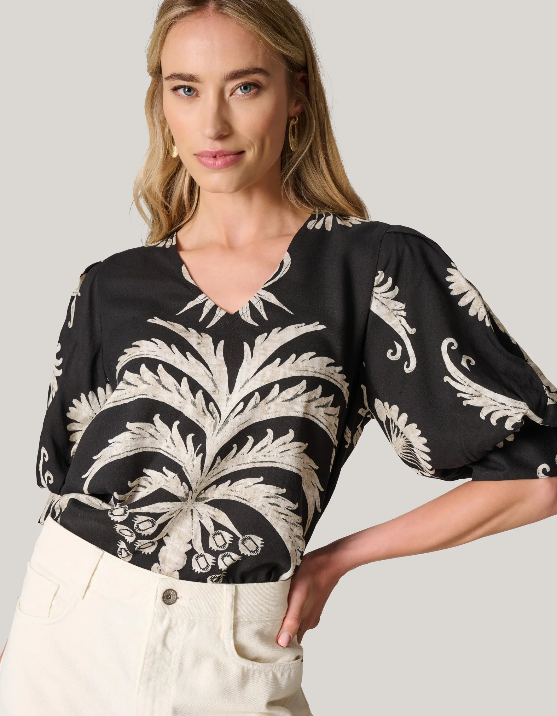 Shoeby Printed Top Zwart<DAMES Tops