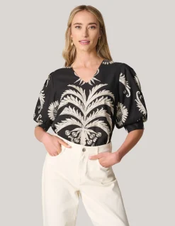 Shoeby Printed Top Zwart<DAMES Tops