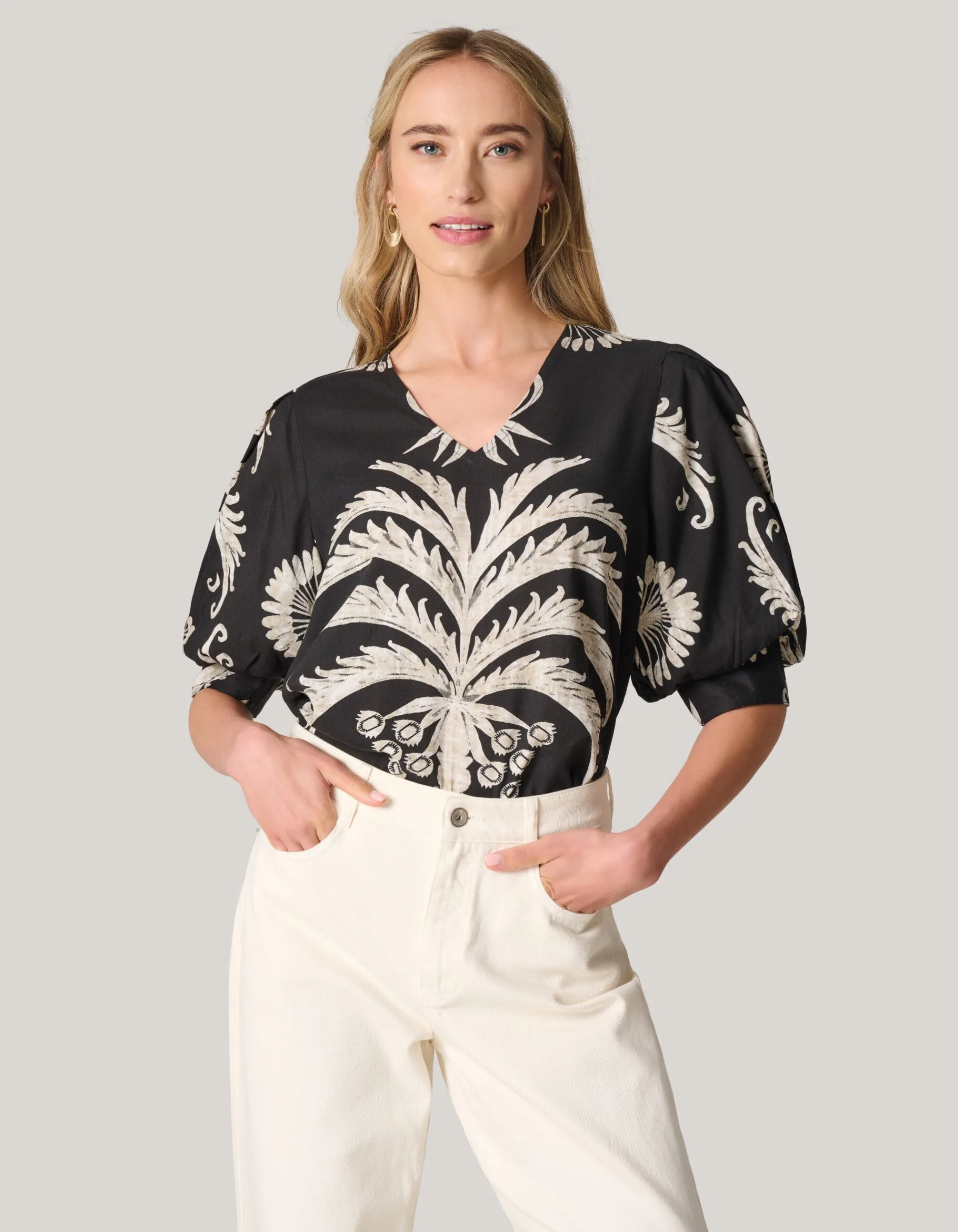 Shoeby Printed Top Zwart<DAMES Tops