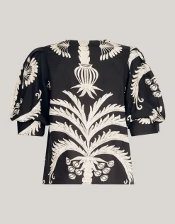 Shoeby Printed Top Zwart<DAMES Tops