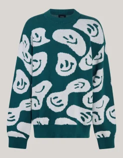 Shoeby Printed Trui Donkergroen< Gebreide Truien