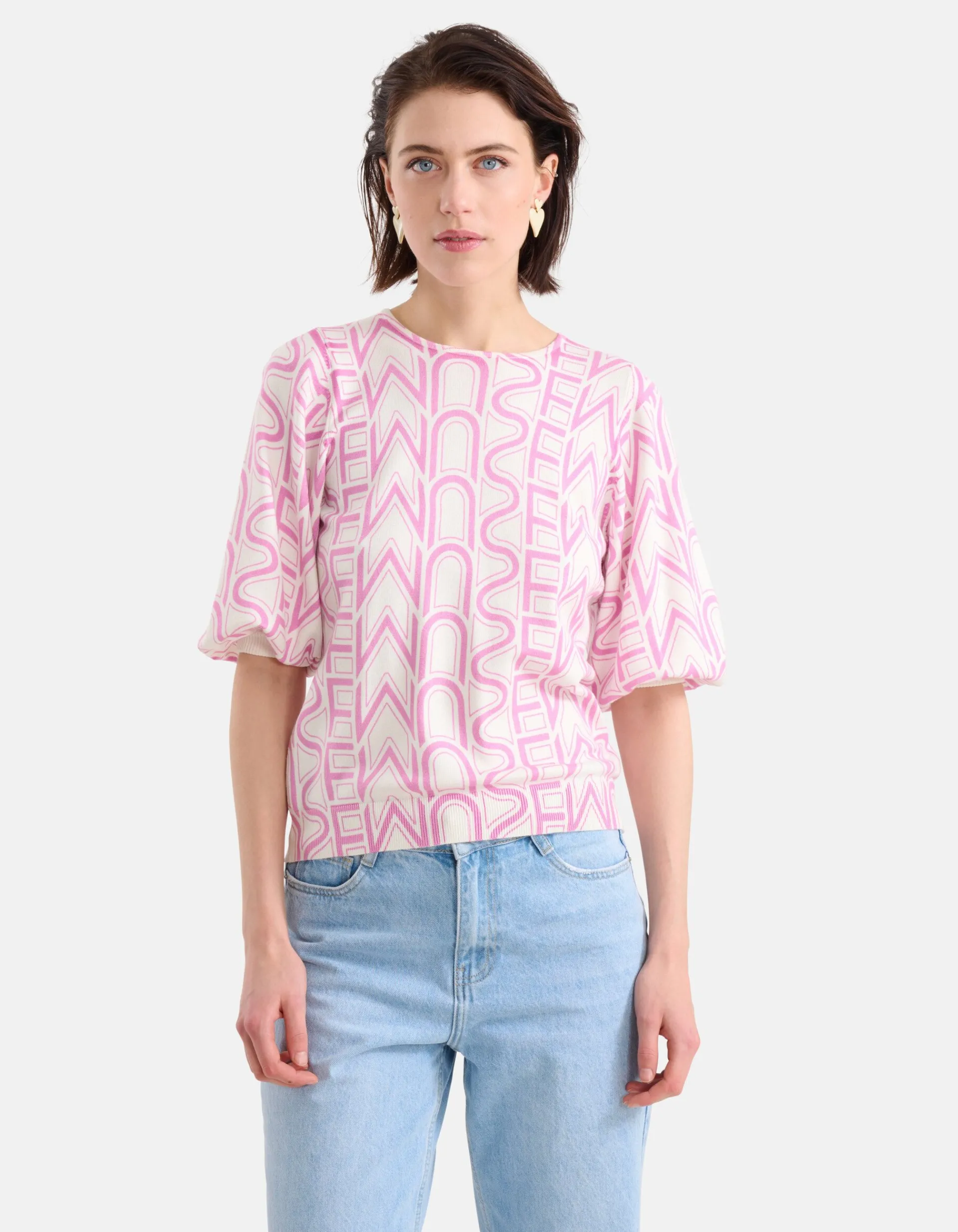 Shoeby Printed Trui Lichtroze<DAMES Truien En Sweaters