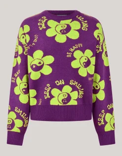 Shoeby Printed Trui Paars< Gebreide Truien