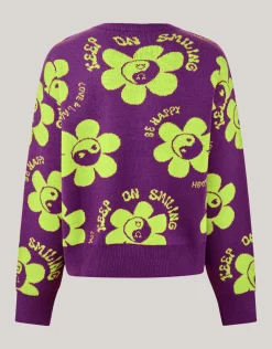 Shoeby Printed Trui Paars< Gebreide Truien