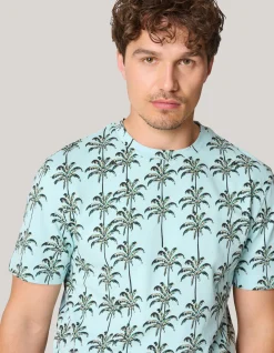 Shoeby Printed T-shirt Lichtblauw<Heren T-Shirts En Polo's