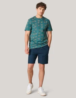 Shoeby Printed T-shirt Turquoise<Heren T-Shirts En Polo's