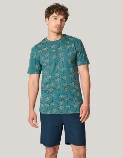 Shoeby Printed T-shirt Turquoise<Heren T-Shirts En Polo's