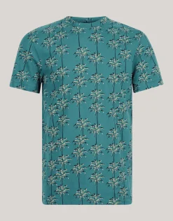 Shoeby Printed T-shirt Turquoise<Heren T-Shirts En Polo's