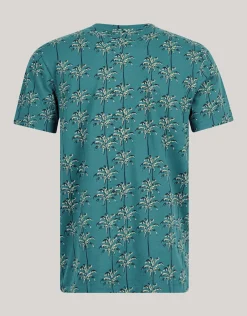 Shoeby Printed T-shirt Turquoise<Heren T-Shirts En Polo's