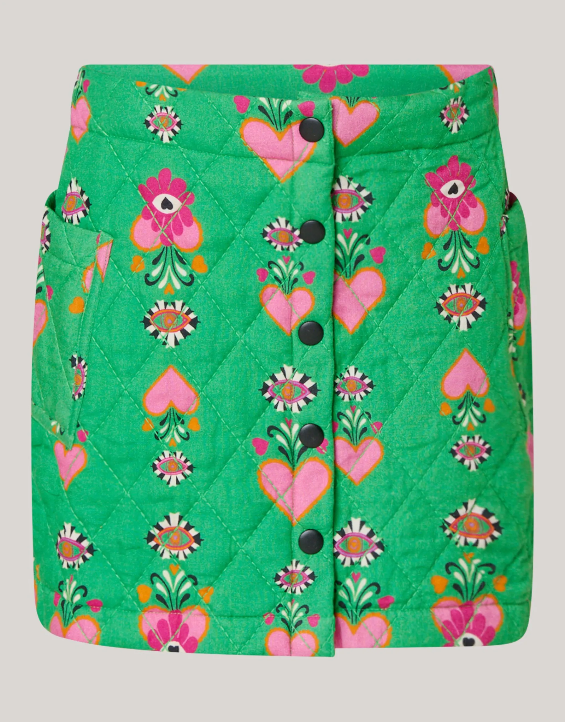 Shoeby Quilted Mini Rok Groen By Lizzy< Rokken