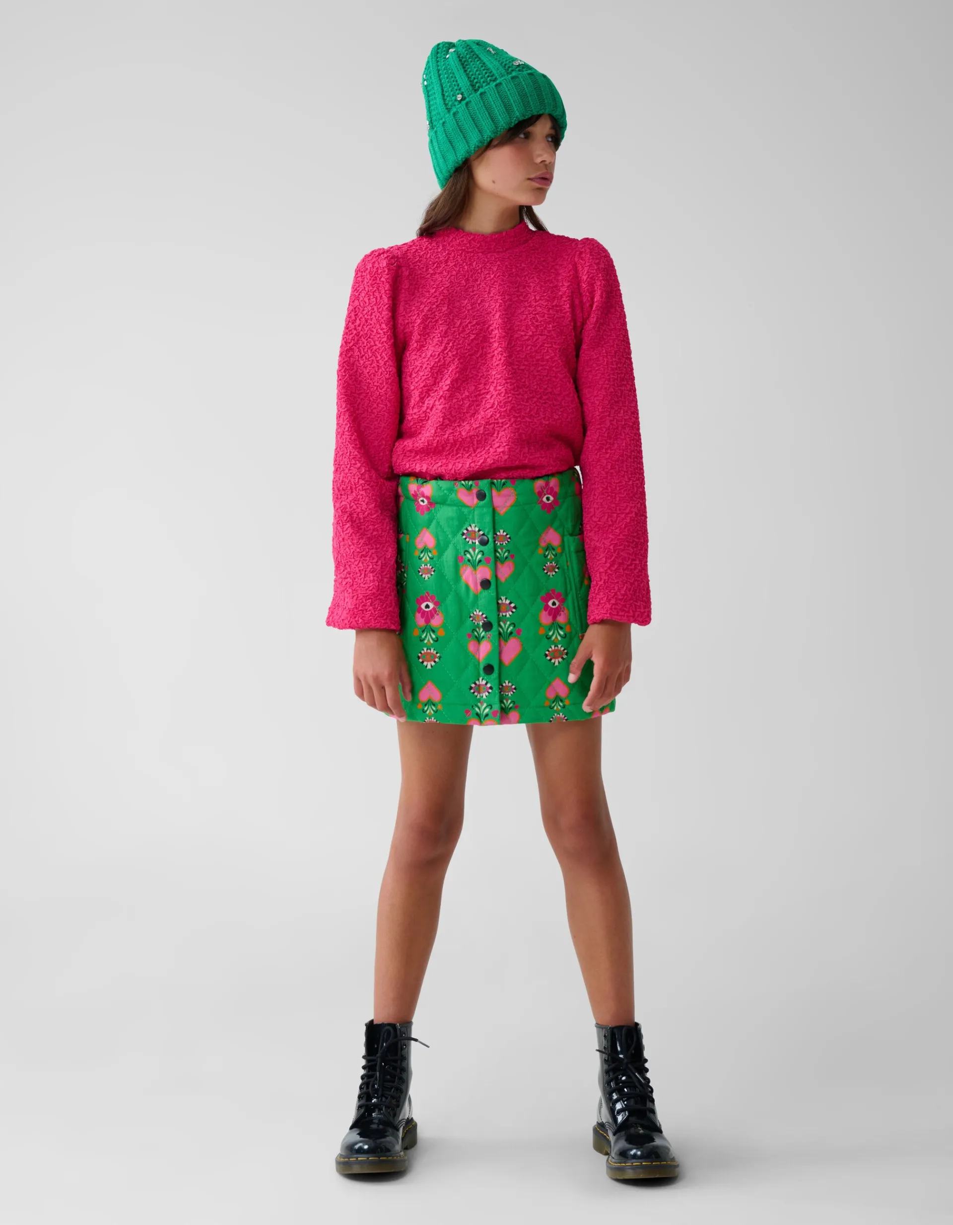 Shoeby Quilted Mini Rok Groen By Lizzy< Rokken