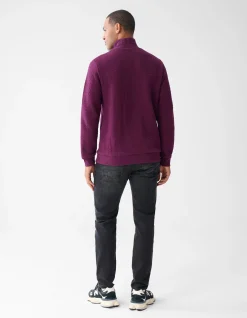Shoeby Quilted Zipper Sweater Donkerrood<Heren Truien En Sweaters